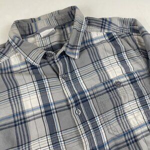 Columbia Heavy Cotton Button Up Lined Shirt Men’s L Blue Plaid Long Sleeve